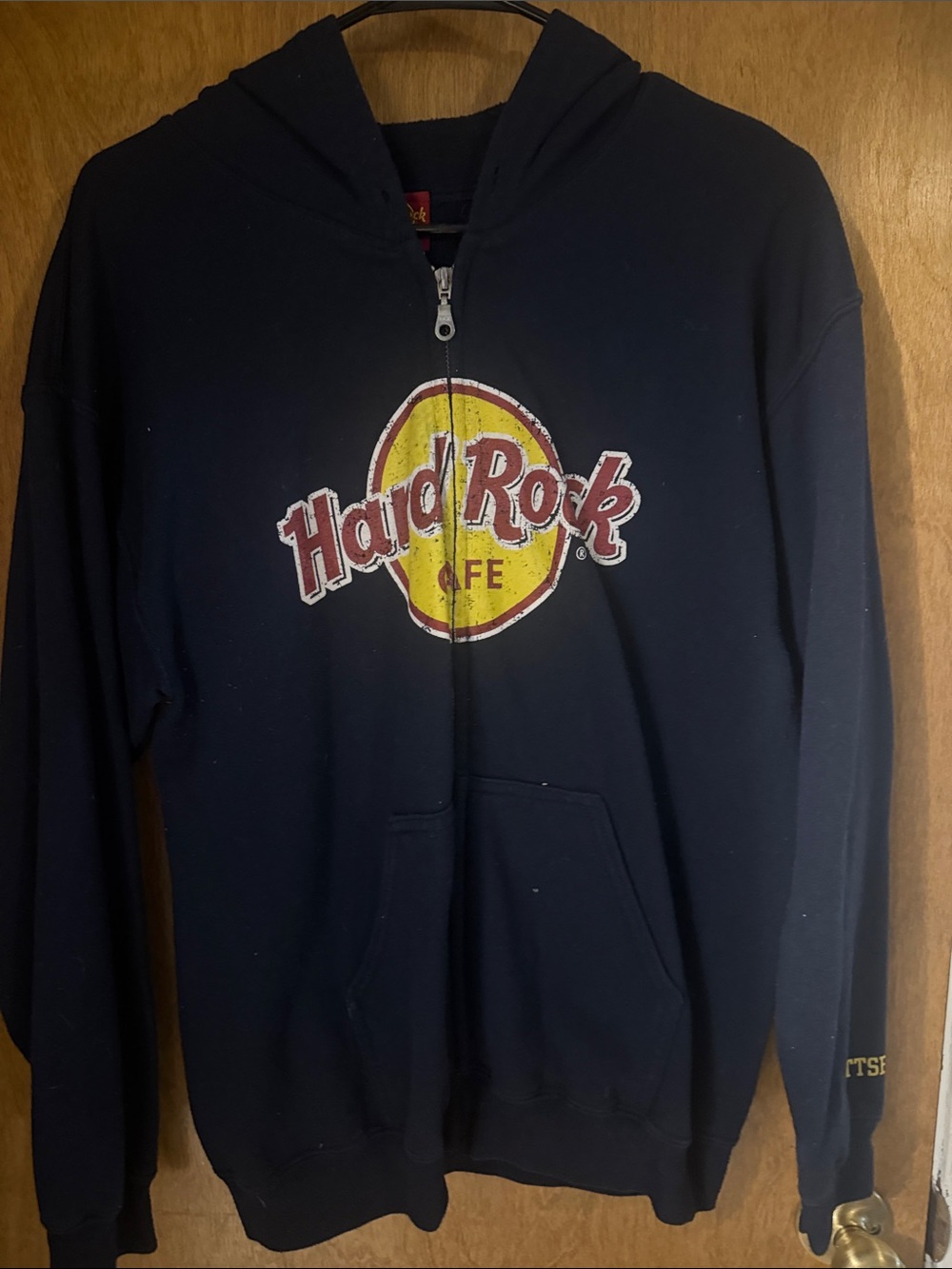 Hard Rock Cafe Navy Kids Zip-Up Hoodie with Yellow & Red Logo